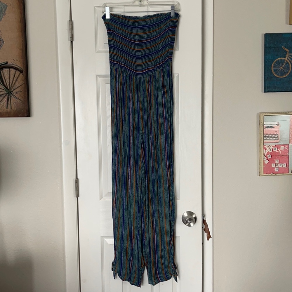 Urban Outfitters Smocked Strapless Jumpsuit